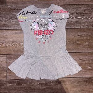 Kenzo Kids Gray Dress with Elephant Print